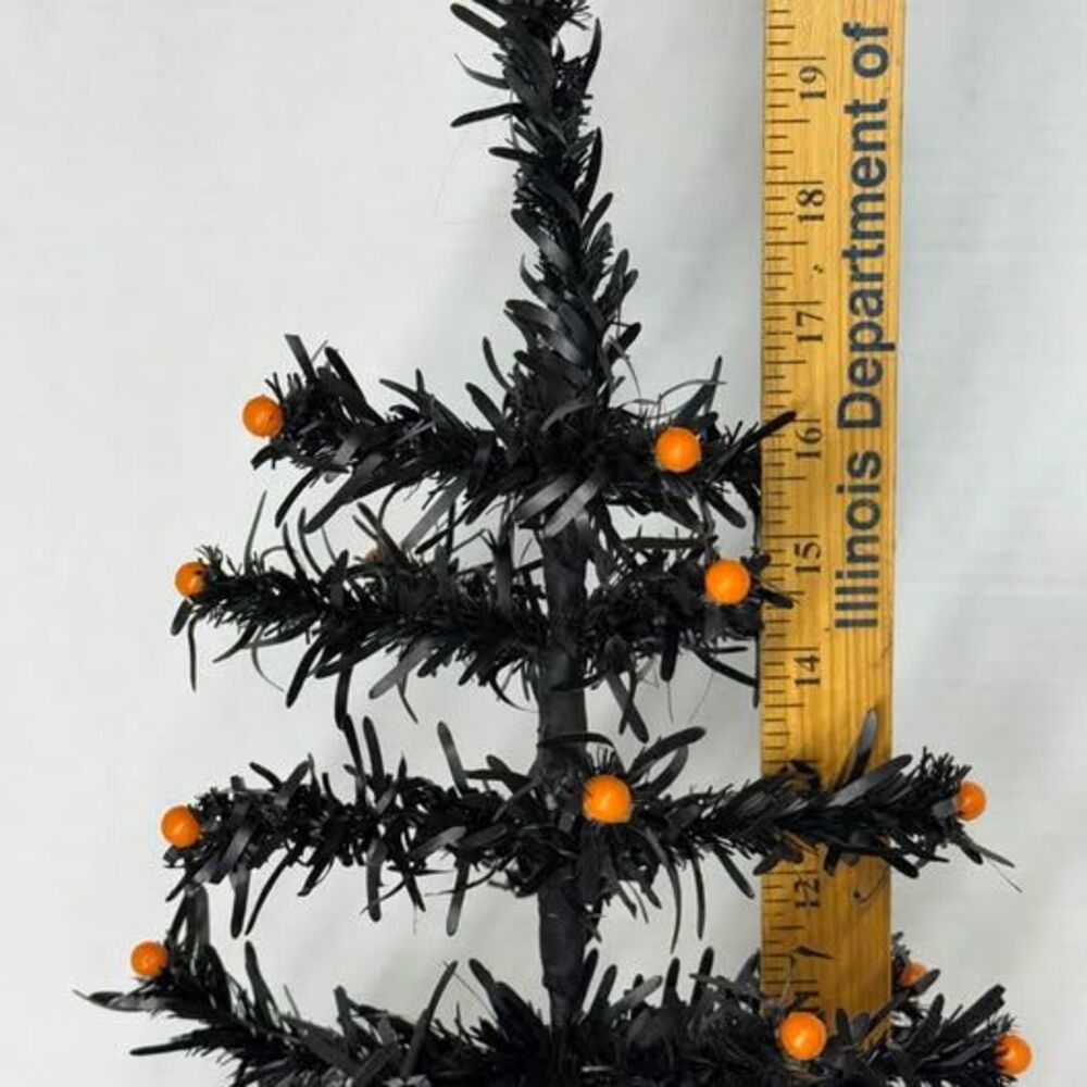 Halloween Black Tinsel Tree and Hallowday Inn Wooden House Decor - Picture 6 of 6